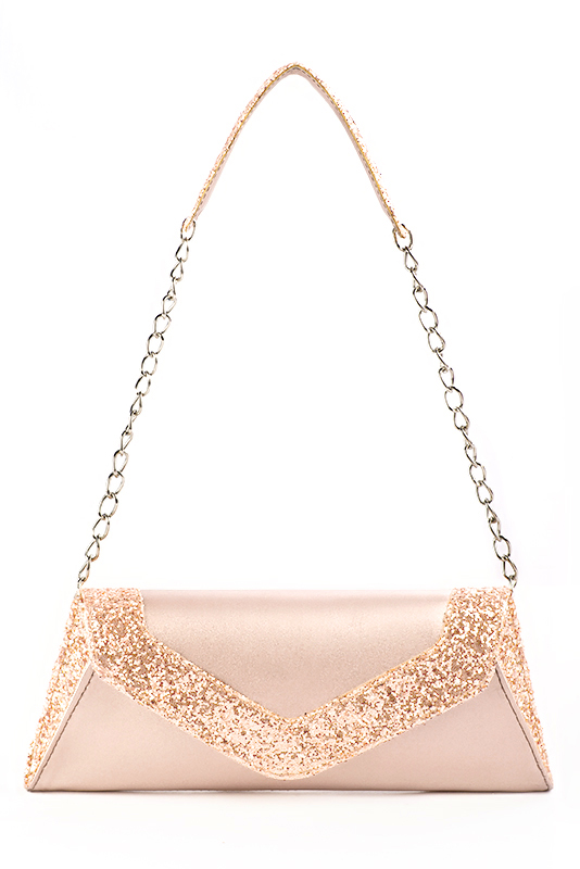 Powder pink women's dress clutch, for weddings, ceremonies, cocktails and parties. Top view - Florence KOOIJMAN